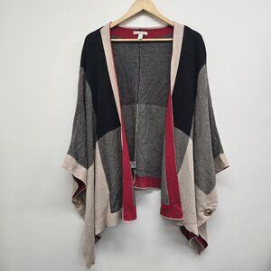 Dana Buchman Open Front Assymetrical Poncho Shawl Cardigan Size XL Buttons